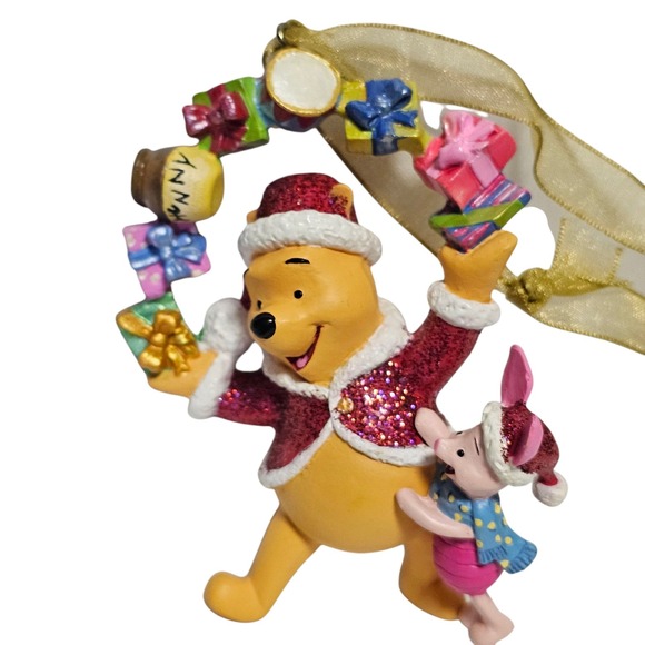 Danbury Mint Disney Winnie the Pooh Christmas Ornament with Piglet and Presents - Picture 4 of 11
